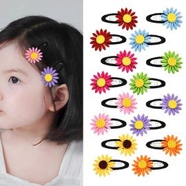 Small Daisy Hair Clips Sunflower Snap Hair Clips for Girls Cute Sunflower Hair Clip Flower Hair Pins Hair Accessories for Women Sunflower Hair Barrettes Daisy Flower Hair Clips 16Pcs