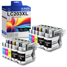 Uiprint LC203XL Ink Cartridge for Brother Printer MFC-J480DW MFC-J880DW MFC-J885DW MFC-J4420DW MFC-J680DW Replacement for Brother LC203 LC203XL LC201 LC201XL 10 Pack High Yield 5500 Page(4BK/2C/2M/2Y)