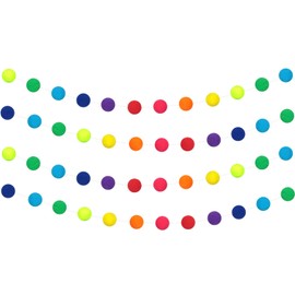 WILLBOND 4 Pieces Rainbow Felt Ball Garland Colorful Pom Pom Garland Wool Felt Banner 39.4 Feet for Boho Summer Holiday Baby Shower Party Supplies Nursey Dorm Room Decorations (Elegant Colors)