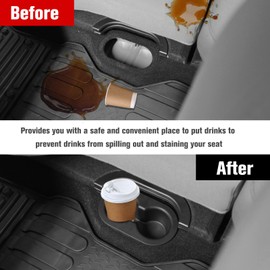 LitMiRaCle Rear Seat Cup Holder Compatible with Dodge Ram 1500 2500 3500 4500 & Dodge Dokata 2002-2017, Dual Drink Cupholder Replaces# 5HD65DX9AC,ABS Plastic, Black