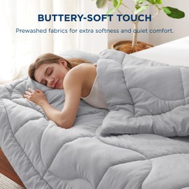 Bedsure California King Comforter - Down Alternative Comforter for All Season, GentleSoft™ Prewashed Duvet with 4 Tabs, Lightweight & Warm Bedding - Machine Washable, Grey, 96x102 Inches