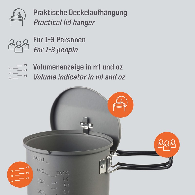 Esbit Spirit Cooking Set with 1500 ml Pot Hard Anodised