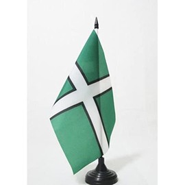 Devon county Table Flag 5'' x 8'' - County of Devon - England Desk Flag 21 x 14 cm - Black plastic stick and base - AZ FLAG