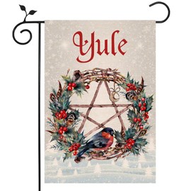 Nepnuser Linen Yule Garden Flag Wiccan Pagan Themed Welcome Party Decoration Winter Solstice Holiday Xmas Double Side Yard Sign Outdoor Decor