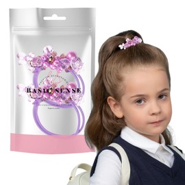 BasicSense Beads Double Elastic Bobbles Ponytail Holder Hair Ties Band for Girl Kids Hair Accessories, Lilac