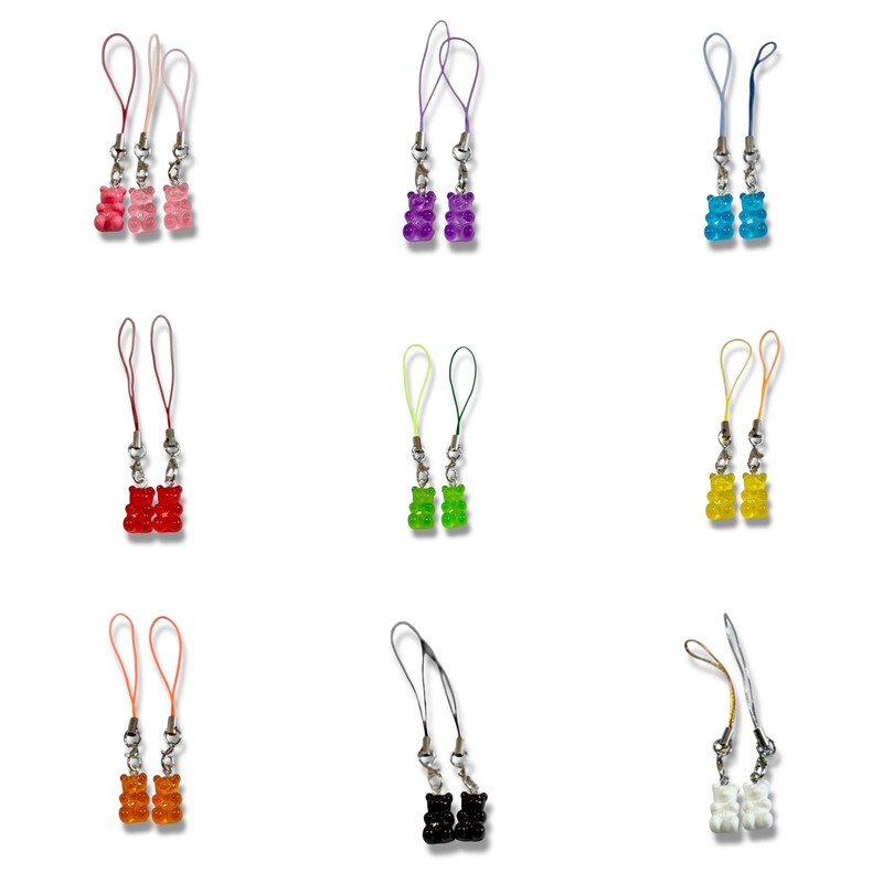 Decorative Bear Phone Charm Accessory, Cute Colours (White)