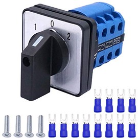 Taiss Universal Changeover Switch 20A 550V 3 Position 12 Terminals Latching Rotary Cam Selector Switch + SV2-4s Blue Connection Terminal LW26-20/3