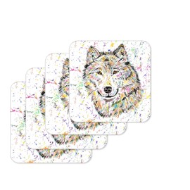 Coaster Wolf Wildlife animal Coasters Watercolour Art Gift Work Office Dining Tea coffee (4)