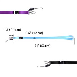XDGBGFN Pack of 3 Lanyard Detachable Polyester Fibre Lanyard Long for Keys, Work Card, ID Card, Company, Family, School (Black, Blue, Purple), Blue, black, purple
