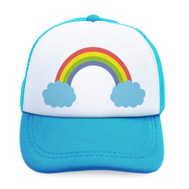 Summer Kids Trucker Hat Cute Rainbow Polyester Boys Girls Sun Toddler Caps Light Blue Design Only Adjustable