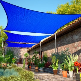 ShadeMart 15' x 24' Blue Sun Shade Sail UPF50 Rectangle SMTAPR1216 Canopy Fabric Cloth Screen, Water and Air Permeable & UV Resistant, Heavy Duty, Carport Patio Outdoor - We Customize Size