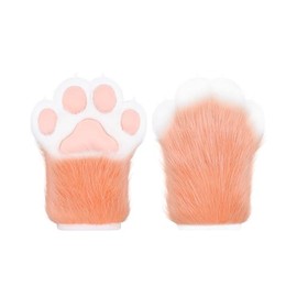ZFKJERS Cosplay Animal Extended Fluffy Plastic Claws for Cat Fursuit Paws Gloves Adults Costume Accessories Set (Orange)