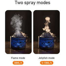 Essential Oil Diffuser Humidifier Volcano Humidifier with 7-Color Light & Volcano Mist Modes, Timer Auto-Off Aromatherapy Diffuser for Home Office Yoga (Black)