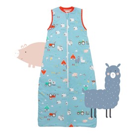 schlummersack Baby Summer Sleeping Bag, 100% Organic 110 cm Thin Farm Baby Sleeping Bag, Summer 1.0 Tog, 1 Tog Baby Sleeping Bag, Organic Cotton, Sleeping Bag, Baby Cotton Summer, Farmhouse