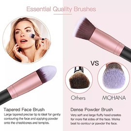 Paquete de 14 Brochas Profesionales Maquillaje Mohana Kabuki Libres de Crueldad Cerdas Suaves                                                         
