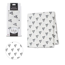 Baby Swaddle Blanket| Unisex Softest Bamboo Cotton Muslin Swaddle Blanket| Neutral Receiving Blanket for Girls & Boys 47in x 47in Hearts