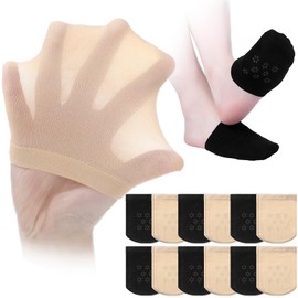 Shyyween 12 Pairs Women Toe Topper Socks Sheer Nylon Half No Show Liner Non Slip Thin Mule Seamless Socks with Grip for women