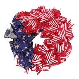 Independence Day Wreath Cloth Fabrics Door Wall Hanging Sign Wreath Patriotic Decoration for Indoor Outdoor