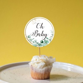 Greenery Oh Baby Stickers, Gender Neutral Baby Shower Favors, Thank You Labels, 2 Inch, 50 Count