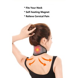 Qchomee Self Heating Neck Brace Support Magnets Neck Wrap Treating Neck Injury Medical Grade Cervical Collar Strap Soft Adjustable Neck Brace Support for Stiff Neck Grey