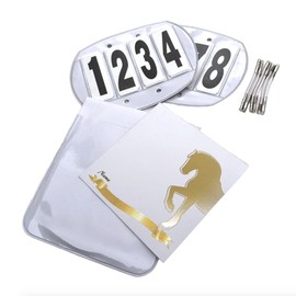 JA Horse Pair of 3-Digit Order 4-Digit Start Numbers Head Numbers Tournament Numbers Number Holder Horse Riding Tournament Numbers with Safety Pins Order Elastic Band (4 Digits, Elastic Band)