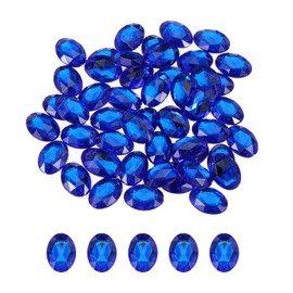 MECCANIXITY 50Pcs Acrylic Oval Gems 13x18 mm Flat Back Artificial Rhinestones for DIY Crafts Bead Wedding Party Face Painting Jewelry Making Blue