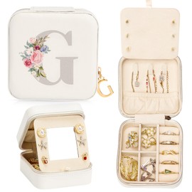 Enthralite Travel Jewelry Box for Girls: Traveling Jewelry Case Gift for Women - Mini Organizer for Necklaces Earrings White G