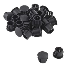 Jersvimc 25 Pcs 3/8 Inch(10mm) Black Hole Plug Plastic Hole Cover, Round End Cap Flush Type Tube Insert, Pipe Post Panel Plug for Chair Furniture Glide Protectors