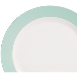 " OCCASIONS " 120 Plates Pack, Disposable Wedding Party Plastic Plates (7.5'' Appetizer/Dessert Plate, Rio in White & Pearled Turquoise Blue)