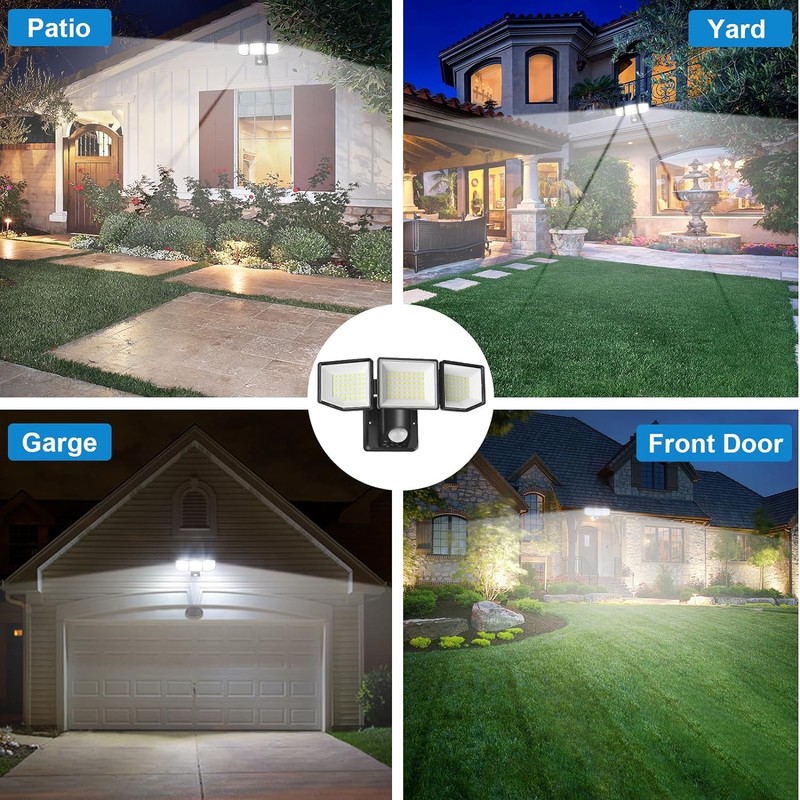 YTKIH LED Spotlight with Motion Sensor Outdoor, 6000 lm, 38