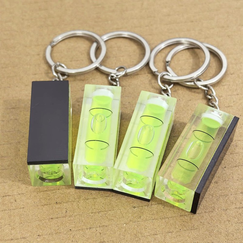 SIZIKJXGHWYI 2Pcs Magnetic Bubble Levels 15x15x40mm Key Ring Style Magnet