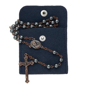 RONG YAN SHENG SHI Hematite Rosary Beads - 6mm Catholic With Jerusalem Holy Soil Cross, Antique Religious, Exquisite Gifts for Men Women