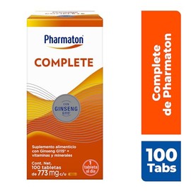 Pharmaton Complete Suplemento Alimenticio para Adultos, 100 Tabletas. Complementa tu rutina diaria con Ginseng G115, Vitaminas y Minerales