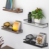 Meangood Floating Shelves Wall Mounted Set of 2, Rustic Wood