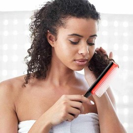 IMAXWAVE Lockige Haarbürste mit 9 Reihen, Curly Kamm mit 9 Reihen, professionelle Entwirrungsbürste, Lockenformer, leicht und kompakt, für lockiges Haar, Rot