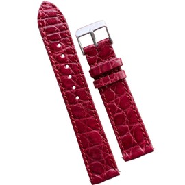 vinacreations 21mm Burgundy Slim Alligator Belly Leather Watch Band Men Exotic Replacement Handmade Quick Release Crocodile Flat Wristwatch Strap DH-27-21MM