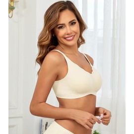 Xcutting Smooth Wireless Bras for Women No Underwire Comfort Seamless Supportive Bra Raceback Bralettes Full Coverage Beige