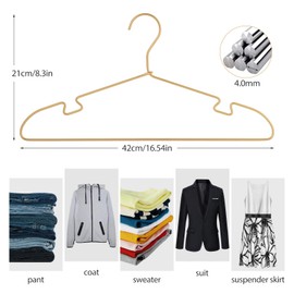 Gold Aluminum Clothes Hangers, 30 Pack 16.5 Inch Metal Shirt Hangers, Lightweight and Sturdy Heavy Duty Hangers for Suit Jackets and Dress Wedding Dresses Etc