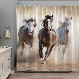 ZZYSKS Horse Shower Curtain Farmhouse Animals Western Country Farm Polyester Fabric Fall Bathroom Home Decor Set with Hooks 70Wx70H Inch