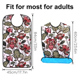 AIEX Adult Bib Waterproof Bib Protector Clothing Protector Machine Washable with Crumb Collector for Elderly Women (Floral Print)