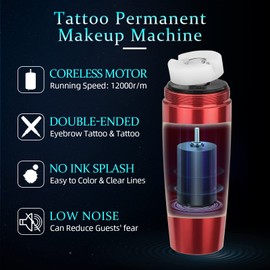 ATOMUS Red 16mm Tattoo Pen Machine Coreless Motor Rotary Machine Permanent Eyebrow Pen with RCA Cable for Tattoo Artist Body Art
