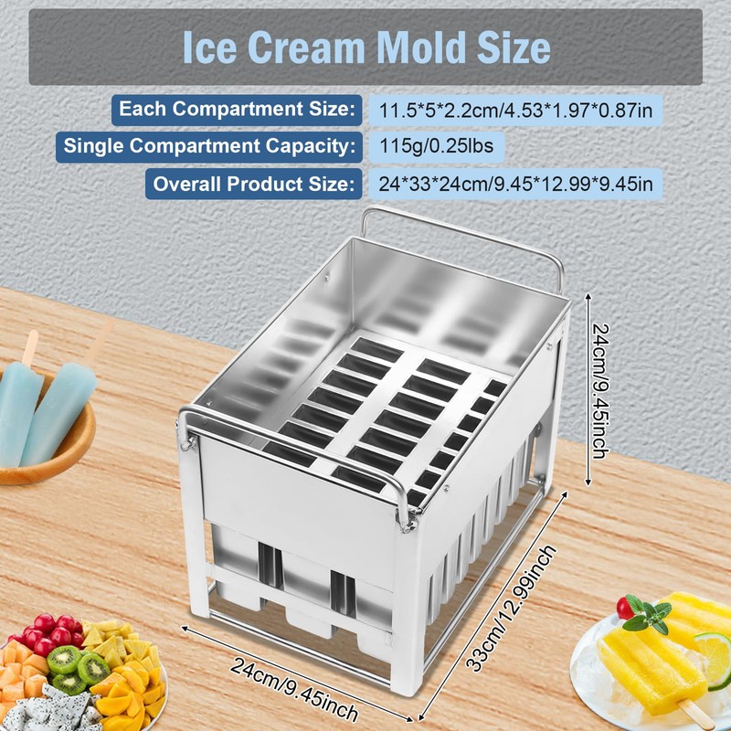 LIAPDG 30 Pcs Stainless Steel Ice Cream Stick Mold, Homemade