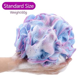Btyms Loofah Sponge Gram Shower Pouf Bath Scrunchies Puff Exfoliating Body Wash Scrubber Puffs For Washing Set