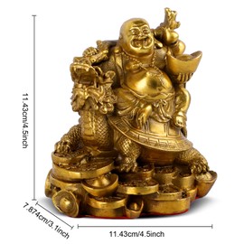 Laughing Buddha Statue, Feng Shui Buddha, Brass Maitreya Sculpture, Buddha Decor Statue Outdoor, Attract Wealth Office Decor, Living Room Decor 4.5''