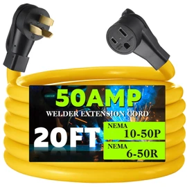 Tellegloww 20FT 30Amp to 50Amp Welder Adapter Cord, NEMA 10-30P Male to 6-50R Female 30Amp 3 Prong Dryer to 50Amp 3 Prong Welder Plasma Cutter Power Adapter, STW 10 AWG/3C, ETL Listed