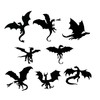 8 Dragon Silhouette Fun Stickers - Waterproof Decals - Scrapbooking,