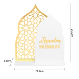 Paxrmuky Ramadan Eid Home Decoration Acrylic Table Sign for Ramadan Kareem Islamic Home Decor (White)