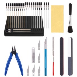 Swpeet 37 Pieces Professional Painting Stand Base Holder and Gundam Modeler Basic Tools with Alligator Clip Sticks Kit