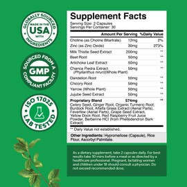 Milk Thistle Liver Support Supplement - Herbal Liver Supplement with Silymarin Milk Thistle Extract Dandelion Root Artichoke Extract Choline Bitartrate Berberine and Chicory Root for Cleanse