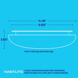 KastLite 14.125" Mushroom Acrylic Drum Lens | White Lamp Shade Replacement, 12.625"OD Fitter Neck, 3.625"H | Ceiling & Wall Light Fixture Cover | USA Made Lighting Diffuser | Not for Ceiling Fan
